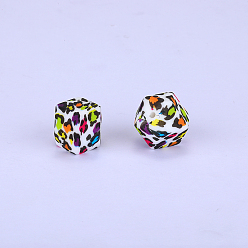 Разноцветный Цветные узоры с принтом силиконовые фокусные бусины, красочный, 17x22.5x23 мм, отверстие : 3 мм