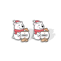 Белый Серьги-гвоздики в виде медведя из акрила для женщин, белые, 15 мм