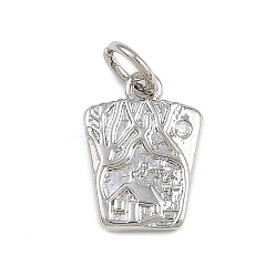 Платина Кулон из циркония, талисманы для деревьев и домов, с целью перехода в кольце, стойки покрытие, долговечный, без свинца и без кадмия, платина, 12.5x9x2 мм, отверстие : 3 мм