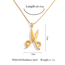 Tool 304 pendentifs en acier inoxydable, or, ciseaux, 15.75 pouce (40 cm), pendentif: 53x32 mm