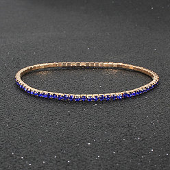 Капри Синий Сплав горный хрусталь чашечные браслеты цепи для женщин, Капри синий, внутренний диаметр: 3-1/8 дюйм (8 см)