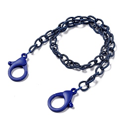 Medium Blue Personalized Nylon Cable Chain Necklaces, Eyeglass Chains, Handbag Chains, with Plastic Lobster Claw Clasps, Medium Blue, 50cm