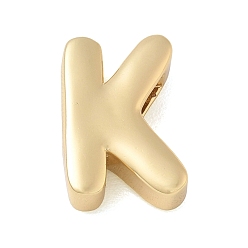 Letter K Прелести латунных слайд, без кадмия и без свинца, реальный 18 k позолоченный, Письмо K, 18x12.5x6.5 мм, отверстие : 8x3.5 мм