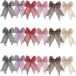 Mixed Color Fibre Packaging Ribbon Bows, Gift Pull Bows, for DIY Gift Wrap Decoration, Wedding Candy Party Decoration, Mixed Color, 12.5x16x1.2cm, 6 colors, 4pcs/color, 24pcs/set