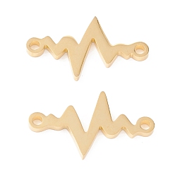 Настоящее золото 18K 201 ссылки нержавеющей стали, ручная полировка, Heartbeat PVD вакуумное покрытие, реальный 18 k позолоченный, 13x21x1.5 мм, отверстие : 1.5 мм