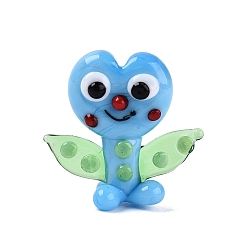 Светло-Голубой Декоративные фигурки эльфа в форме сердца, изготовленные вручную методом муранского стекла., для домашнего украшения рабочего стола, Небесно-голубой, 19~22x20~22.5x8~11 мм