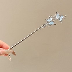 Платина Легированные Палочки для Волос, аксессуары для волос для женщин и девочек, бабочка, платина, 176x29x4.5 мм