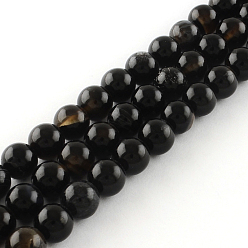 Black Onyx Круглые бусины из натурального черного оникса, окрашенная и подогревом, 4 мм, отверстие : 0.8 мм, около 91~95 шт / нитка, 14.3 дюйм