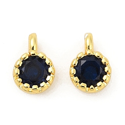 Прусский Синий Кулон из циркония, одиночные каменные прелести, плоско-круглые, стойки покрытие, долговечный, золотые, берлинская лазурь, 6.5~7x4.5~5x3 мм, отверстие : 1 мм