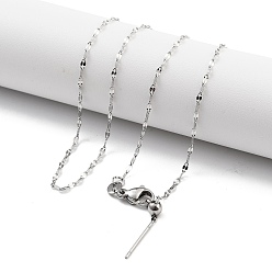 Нержавеющая Сталь Цвет Регулируемые 304 ожерелья из нержавеющей стали с цепочкой, с силиконовыми бусинами, цвет нержавеющей стали, 17.32~17.64 дюйм (44~44.8 см)