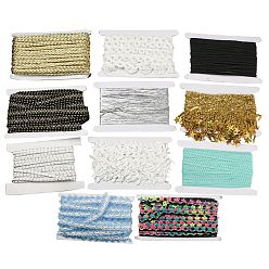 Gemischte Farbe Polyester-, Samt- und Paillettenband, Bekleidungszubehör, Gemischte Farbe, 3~35 mm