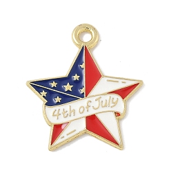 Звезда Эмалевые подвески из сплава в честь Дня независимости, золотые, звезда, 24.5x22x1 мм, отверстие : 2 мм