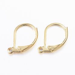 Golden 304 Stainless Steel Leverback Earring Findings, with Loop, Golden, 10x15x2mm, Hole: 1mm