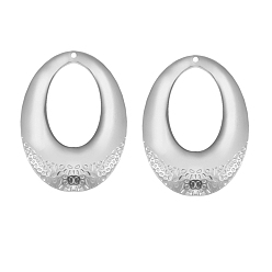 Нержавеющая Сталь Цвет Шкентели нержавеющей стали, подвески овальные, цвет нержавеющей стали, 40x28 мм