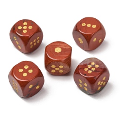 Red Jasper Natural Red Jasper Dices, Engraved Gold Dot 6 Sided Crystal Stone Dice for Tabletop RPG Board Game, 14~16.5x14~16.5x14~16.5mm