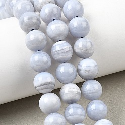 Синий Кружевый Агат Натуральный голубой кружевной агат бисер нитей, круглые, 8~8.5 мм, отверстие : 0.8 мм, около 48~49 шт / нитка, 15.35~15.55'' (39~39.5 см)