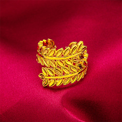 Золотой Кольца-манжеты из сплава для женщин, лист, золотые, 15~20 мм