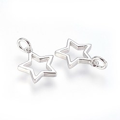 Платина Латунь прелести, с целью перехода в кольце, звезда, платина, 14x12x2 мм, отверстие : 3 мм