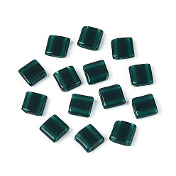 чирок Непрозрачные акриловые слайды, квадратный, зелено-синие, 5.2x5.2x2 мм, отверстие : 0.8 мм