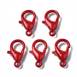 Красный Застежки-клешни из экологически чистого сплава, окрашенные распылением, без кадмия, без никеля и без свинца, красные, 12.5x8x3 мм, отверстие : 1.2 мм