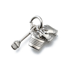 Платина Латунные подвески, чары ведра, долговечный, без свинца и без кадмия, стойки покрытие, с целью перехода в кольце, платина, 9.5x7.5x1.5 мм, отверстие : 3.5 мм