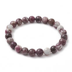 Турмалин 8круглые браслеты из натурального турмалина с цветком сливы, расшитые бисером, для женщин и мужчин, внутренний диаметр: 2-1/4 дюйм (5.6 см)