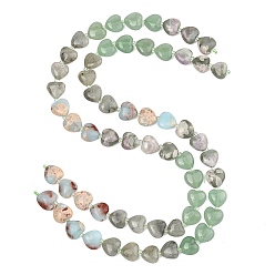 (52) Непрозрачная лаванда Нити из синтетического камня шоушань с градиентным цветом, натурального нефрита мира, зеленого авантюрина и лабрадорита., сердце, разноцветные, 11.5~12x12~12.5x5.5~6 мм, отверстие : 1 мм, около 29 шт / нитка, 14.80~14.92'' (37.6~37.9 см)