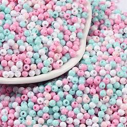 Pink Непрозрачные акриловые бусины, круглые, розовые, 3 мм, отверстие : 1 мм