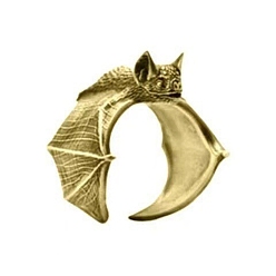 Antique Golden Halloween Brass Open Cuff Rings, Bat, Antique Golden, US Size 7(17.3mm)