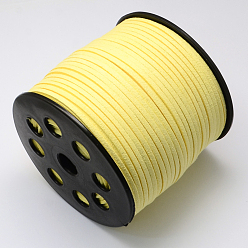 Champagne Yellow Eco-Friendly Faux Suede Cord, Faux Suede Lace, Champagne Yellow, 3.0x1.4mm, about 98.42 yards(90m)/roll