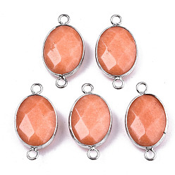 Белый Нефрит Натуральный белый нефрит ссылки / разъемы, латунная кромка платинового цвета, граненые и овальные, помидор, 27.5x14~15x6 мм, отверстие : 2 мм