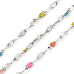 (52) Непрозрачная лаванда Латунные цепочки, с эмалью, с катушкой, пайка без свинца и кадмия, платина, разноцветные, 4x2x0.2 мм