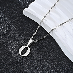 Letter O 201 ожерелья с подвесками из нержавеющей стали и стразами, цвет нержавеющей стали, не тускнеет, Письмо O, 19.69 дюйм (50 см)