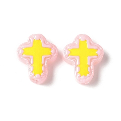 Лавандовый румянец Бусины из стеклянной эмали, окрашенные методом запекания, бусины ручной работы, крестик, лавандовый румянец, 14.5x11.5x4 мм, отверстие : 1 мм