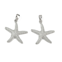 Платина Латунные подвески, без кадмия и без свинца, морская звезда, платина, 21.5x20.5x3 мм, отверстие : 4.5x2.5 мм