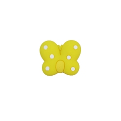 Yellow Butterfly Food Grade Eco-Friendly Silicone Focal Beads, Yellow, 23x25mm