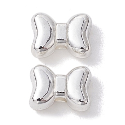Silver Alloy Beads, Long-Lasting Plated, Bowknot, Silver, 7x9.5x4.5mm, Hole: 2mm