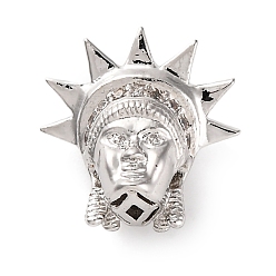 Платина Обшивка стойки латунь с циркониевыми бусинами, леди свобода 3-т-образные бусины гуру, без кадмия и без свинца, долговечный, платина, 15x16x10 мм, отверстие : 1.5 мм