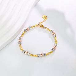 (52) Непрозрачная лаванда Модные латунные круглые шариковые браслеты из бисера для женщин, твист, разноцветные, внутренний диаметр: 6-3/4 дюйм (17 см)