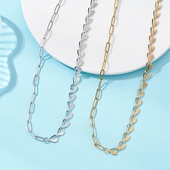 Золотой & Цвет Нержавеющей Стали 2 шт. 2 цвета 304 ожерелье из нержавеющей стали с цепочками в форме сердца для женщин, золотые и нержавеющая сталь цвет, 15.83 дюйм (40.2 см), 1 шт / цвет