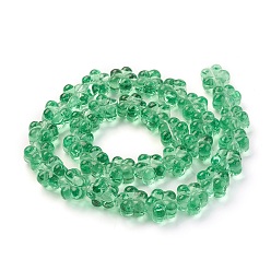 Темный Морско-зеленый Бусы лэмпворк ручной работы, цветка сливы, темно-зеленый, 13.5x8.5~9 мм, отверстие : 1.2 мм, около 32 шт / нитка, 16.53 дюйм (42 см)