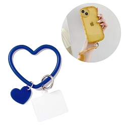 Dark Blue Silicone Heart Loop Phone Lanyard, Wrist Lanyard Strap with Plastic & Alloy Keychain Holder, Dark Blue, 18.2cm