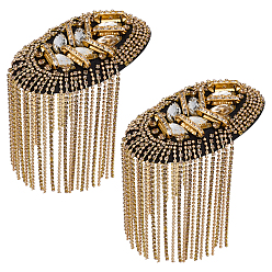 Golden Non-woven Fabric with Rhinestones and Iron Epaulettes, with Brooch, Golden, 175x60x4mm