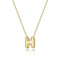 Letter H Латунные ожерелья с цепочкой-подвеской в форме коробки для женщин, золотые, Письмо ч, 16.54 дюйм (42 см)