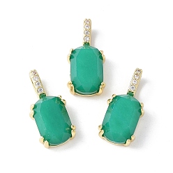 Белый Нефрит Натуральные и окрашенные белые нефритовые подвески, с латунными микрофибриллярными оправами из кубического циркония, прямоугольник амулеты, стойки покрытие, долговечный, без кадмия и без свинца, реальный 18 k позолоченный, 20x9.5x7 мм, отверстие : 2.5x5.5 мм