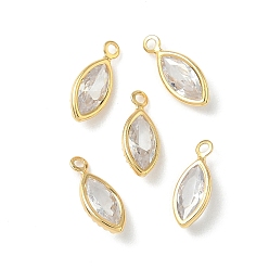 Прозрачный Подвески в виде конского глаза с микропаве из кубических цирконий из латуни, без никеля , прозрачные, 11.5x5x2.5 мм, отверстие : 1.2 мм