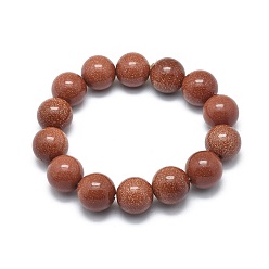 Камень с Пылевым Золотом Синтетические золотые бусы, круглые, 2-1/8 дюйм (5.3 см), бусина : 14 mm