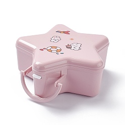 Pink PP Plastic Multipurpose Portable Storage Box, for Sewing Box, Tool Box, First Aid Kit, Craft Supplies Organizer Case, with Latching Lid & Handle, Star, Pink, 170x170x71mm, Inner Diameter: 130x162mm