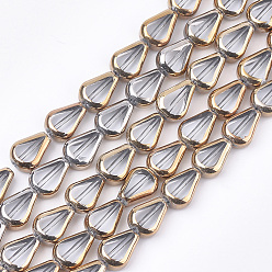 Прозрачный Стеклянные бусины с гальваническим покрытием , окантовка, семена дыни, прозрачные, 11x8x4.5 мм, отверстие : 1 мм, около 30 шт / нитка, 12.7 дюйм