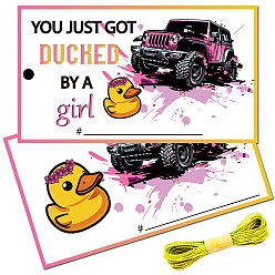 Truck 100шт. бумажная бирка для багажа с изображением утки, этикетки для путешествий, бирки с именами чемоданов, прямоугольные, 20 m джутовый шпагат, грузовик, карта: 87.5x50 мм, отверстие : 4 мм